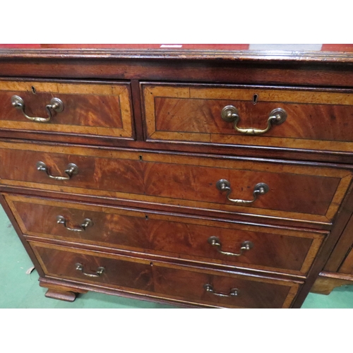 4023 - A late 18th Century revival figured walnut chest with burr and herringbone crossbanding the two shor... 