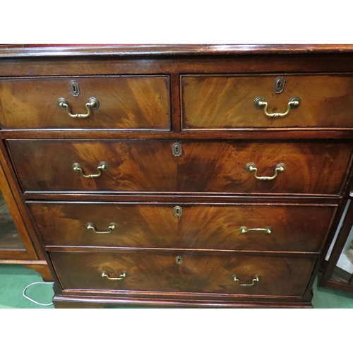 4033 - A Georgian revival inlaid and crossbanded flame mahogany chest of two short over three graduating lo... 