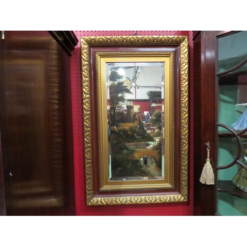 4037 - A pair of Victorian ornate gilt and lacquered frame bevel edge wall hanging mirrors with hand painte... 