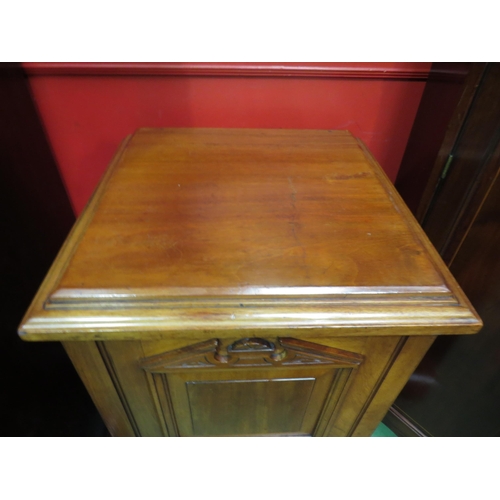 4041 - A late Victorian walnut panelled single door bedside cabinet on a plinth base, 78cm high x 40cm wide... 