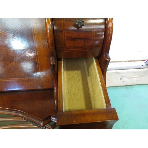 4145 - An early 19th Century style crossbanded walnut bureau with working lock and key the fitted interior ... 