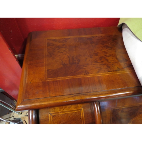 4145 - An early 19th Century style crossbanded walnut bureau with working lock and key the fitted interior ... 