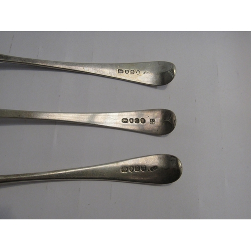 4307 - Three silver Georgian spoons, London 1794, 1790 & 1802, monogrammed handles, 183g