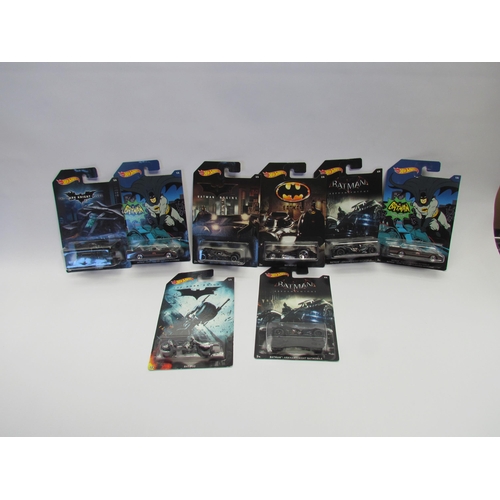 7006 - Eight carded Hot Wheels diecast Batman vehicles to include Batman Begins, The Dark Knight, The Dark ... 