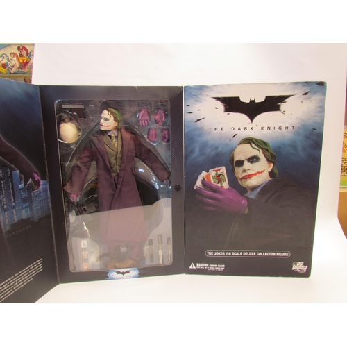 7016 - Two DC Direct 1:16 scale Batman The Dark Knight The Joker deluxe collector figures (2, one missing s... 