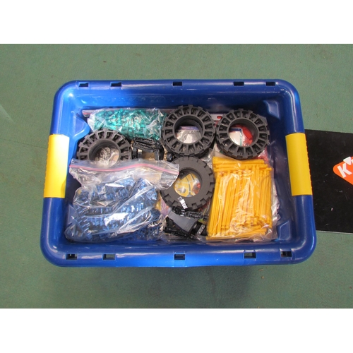 7078 - A blue toy crate containing a collection of loose K'nex sets and instruction booklets to include Bui... 