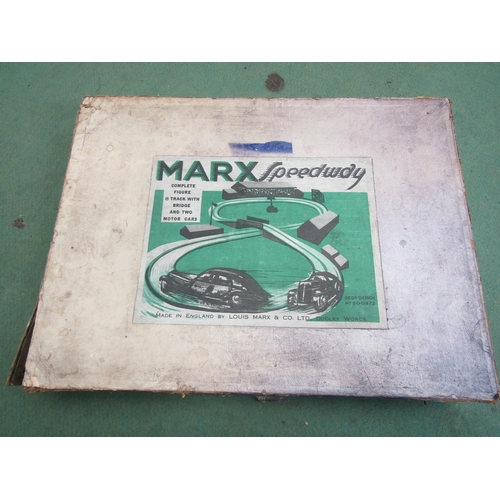 7087 - A Louis Marx & Co Ltd. Marx Speedway tinplate clockwork racing set, box faded