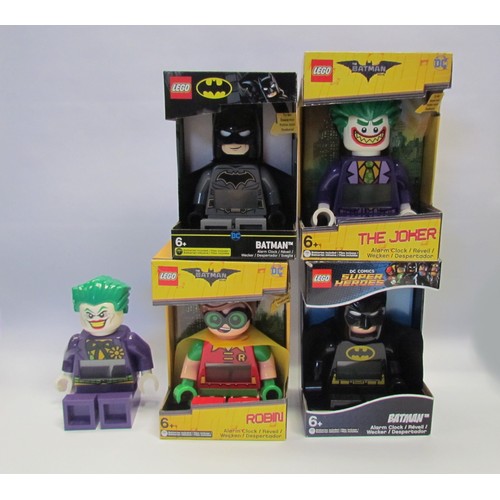 7002 - Four boxed Lego Batman alarm clocks and an unboxed Joker example (5)