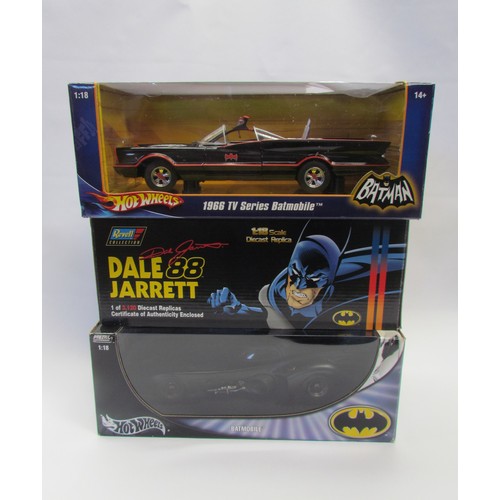 7011 - Three boxed 1:18 scale diecast Batman vehicles to include Hot Wheels Batmobile and 1966 TV Series Ba... 