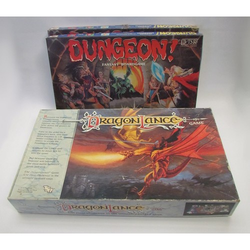 7020 - Three TSR role playing fantasy boardgames to include Dungeon! (x2) and Dragon Lance