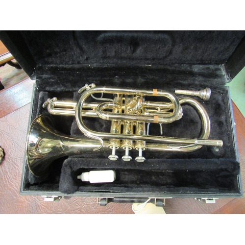 4168 - A Bundy by Selmer brass Cornet a/f, hard cased