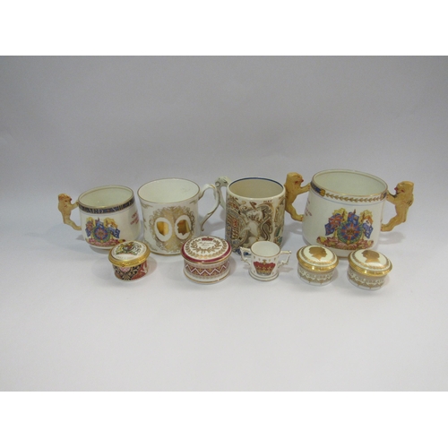 4246 - Royal Commemorative mugs and pill pots including Dame Laura Knight, George VI mug, two Edward VIII C... 