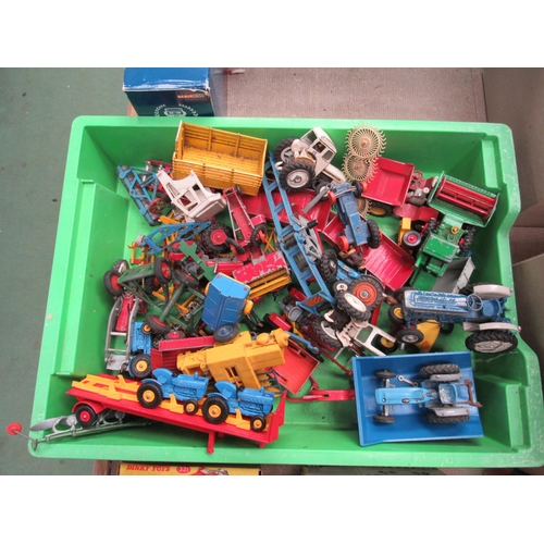 7228 - A collection of playworn diecast farm vehicles and implements including Lesney Matchbox Series King ... 