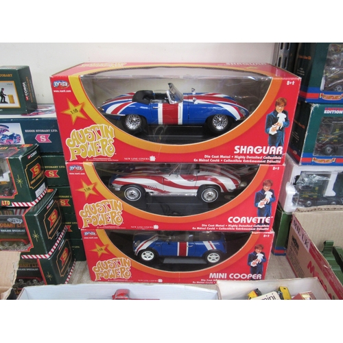 7312 - Three boxed Joyride 1:18 scale diecast cars to include Shaguar, Corvette and Mini Cooper