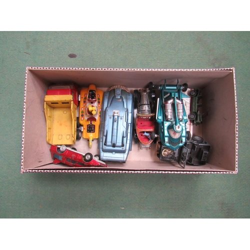 7315 - Eight playworn diecast vehicles to include Corgi Chitty Chitty Bang Bang and Yellow Submarine and Di... 