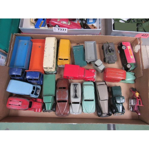 7332 - A collection of loose playworn Dinky Toys diecast vehicles including loudspeaker van, Lincoln Zephyr... 