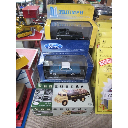 7348 - Six boxed/cased Vanguards diecast vehicles including Ford Collection, Triumph Collection, Police etc