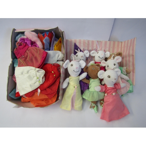 7099 - Eight Angelina Ballerina soft filled dolls with a collection of outfits