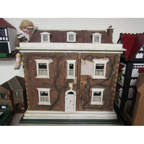 7125 - A Georgian townhouse style two storey dolls house with a good quantity of furniture, 88cm tall x 88c... 