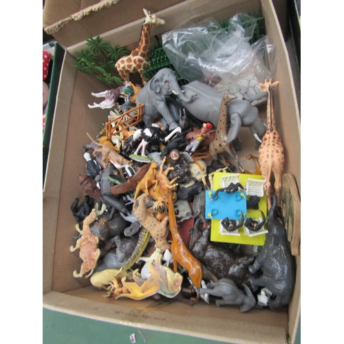 7191 - A collection of lead and plastic zoo animal figures and accessories including Britains Chimps Tea Pa... 