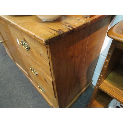 1078 - A Victorian pine dresser base with later plate rack, 180cm high x 153cm wide x 57cm deep