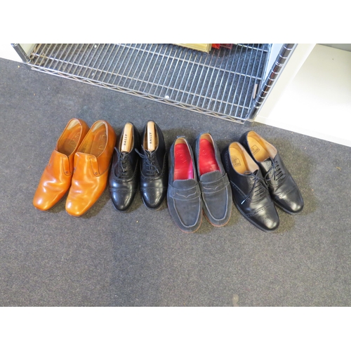 1294 - Four pairs of mens shoes; Barker brogues with Bally stretchers (size 6), Barker brogues (size 8.5). ... 