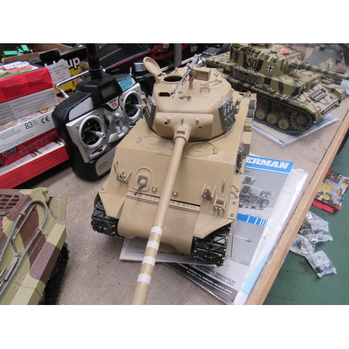 7203 - A Tamiya 1:16 scale radio control M51 Super Sherman tank with Planet T5 remote control system