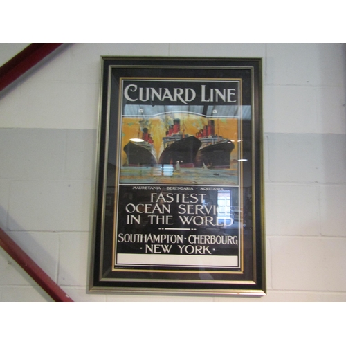 1003 - Vintage Framed Travel Poster: Cunard Line, Mauretania, Berengaria, Aquitania 