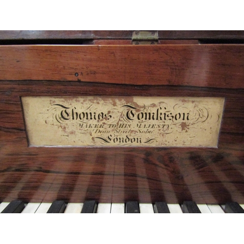 1022 - A George III Thomas Tomkinson of London square piano, mahogany cased, round-cornered with turned and... 