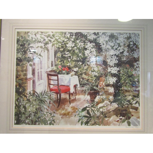 1032 - PAMELA KAY (XX): A framed and glazed limited edition print patio scene. Pencil signed and No. 496/60... 