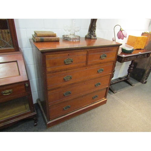 1041 - A circa 1900 walnut chest of two short over three long drawers, lined detail to drawer fronts, plint... 