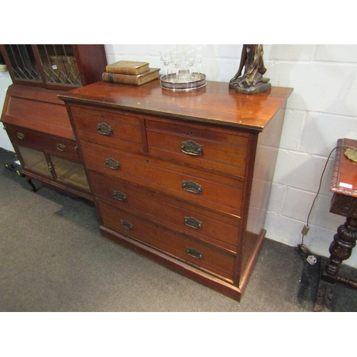 1041 - A circa 1900 walnut chest of two short over three long drawers, lined detail to drawer fronts, plint... 