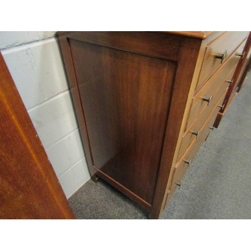 1059 - A 1960s mahogany chest of five drawers, strung inlay, square legs, 102cm high x 92cm wide x 51cm dee... 