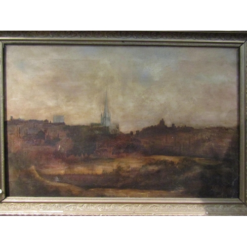 1082 - WILLIAM WATLING (XIX - XX): A large oil on canvas, view of Norwich from Mousehold Heath signed botto... 