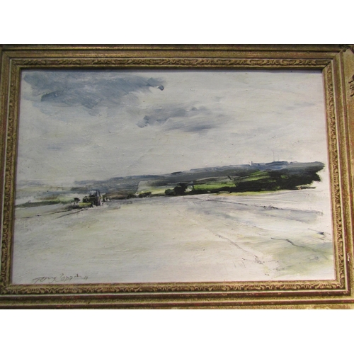 1084 - TERRY COPPIN (b. 1939 Norfolk artist): A framed oil on canvas landscape scene at Tibenham. Signed bo... 