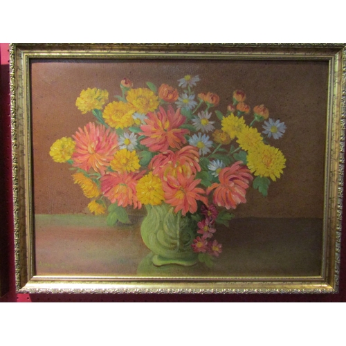 1106 - Two Alfred Coe oil on board still life pictures of flowers in vases, both signed, 42cm x 31cm and 36... 