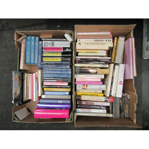 1195 - Two boxes of erotica books including Erotic Print Society titles; Atkins 