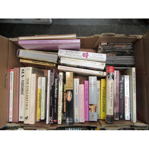 1195 - Two boxes of erotica books including Erotic Print Society titles; Atkins 