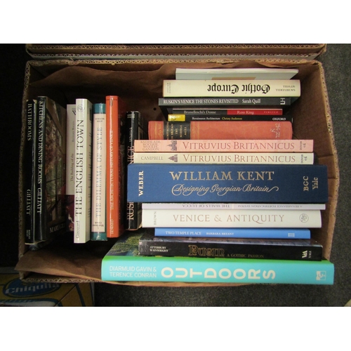 1226 - Two boxes of architecture related books, including Regency, Georgian, Design, Country Houses, etc; S... 