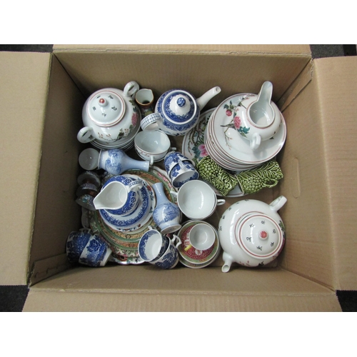 1235 - A quantity of ceramics including a Japanese tea set, blue and white, small Sylvac vases and Pallissy