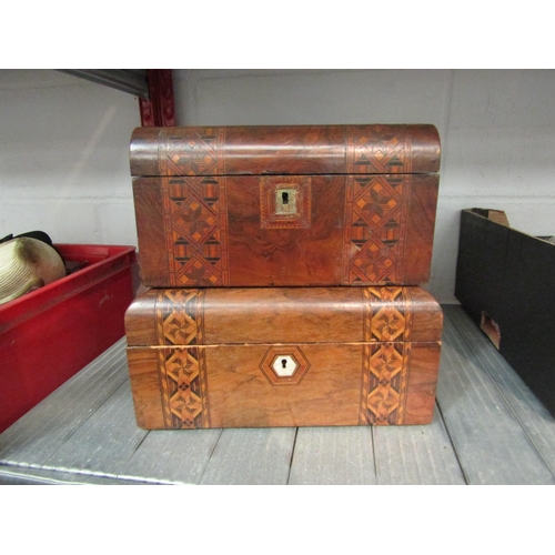 1258 - Two marquetry boxes for restoration