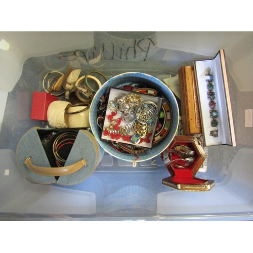 1292 - A box of costume jewellery including bangles, bracelets, watches etc