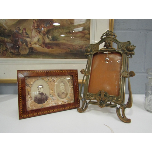 1299 - Two French photograph frames, one in burr walnut and the other metal of Art Nouveau form    (E) £15-... 