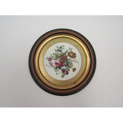 1320 - A Minton circa 1907 porcelain plaque hand painted with floral spray and sloe berries by J. Wain. Set... 