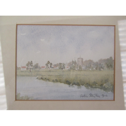 1346 - PETER STANTON: Two miniature watercolours of local scenes, Burnham Mill and River Bure, Buxton, fram... 