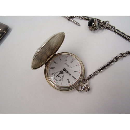 1352 - A Jean Pierre tradional style pocket watch, 17 jewel movement, case stamped 925, on ornate watch cha... 