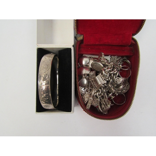 1360 - A small quantity of silver and 925 items including charm bracelet, rings and brooches