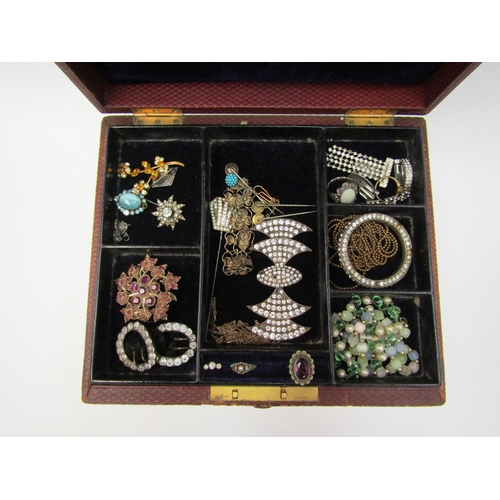 1364 - A large jewellery box with contents including ringsm brooches, pendants, necklaces, etc