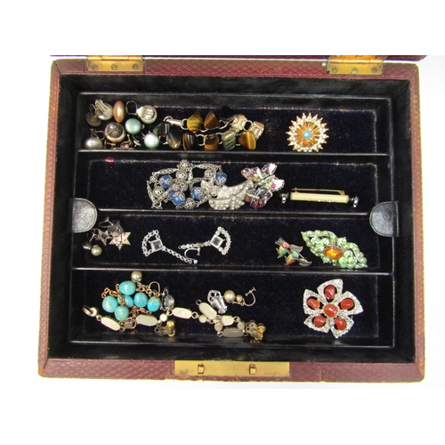 1364 - A large jewellery box with contents including ringsm brooches, pendants, necklaces, etc