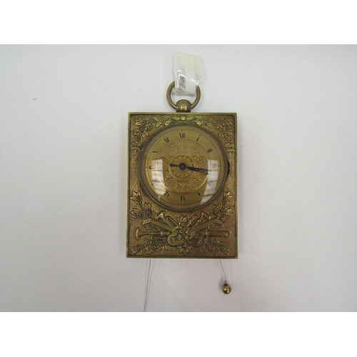 1392 - Brass cased French sedan clock, ca.1825. Small chain fusee movement with repeat mechanism operated b... 